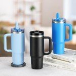 30 oz Insulated Tumbler with Handle and Straw