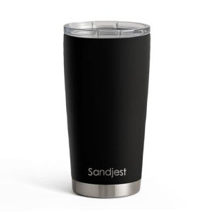 SANDJEST 20oz Black Stainless Steel Travel Tumbler