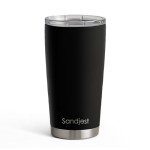 SANDJEST 20oz Black Stainless Steel Travel Tumbler