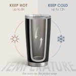 SANDJEST 20oz Black Stainless Steel Travel Tumbler