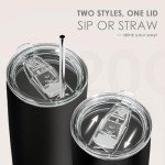 SANDJEST 20oz Black Stainless Steel Travel Tumbler