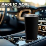 SANDJEST 20oz Black Stainless Steel Travel Tumbler
