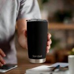 SANDJEST 20oz Black Stainless Steel Travel Tumbler