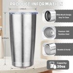 20 oz Stainless Steel Insulated Tumbler with Lids