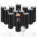 12 Pack Black Stainless Steel Skinny Tumblers