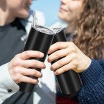 12 Pack Black Stainless Steel Skinny Tumblers