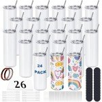 24 Pack 20 OZ Skinny Sublimation Tumblers