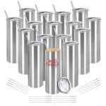 16 Pack Stainless Steel Skinny Tumblers - 20oz