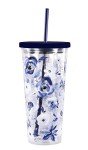 Floral Insulated Tumbler with Lid and Straw 24oz
