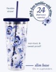 Floral Insulated Tumbler with Lid and Straw 24oz
