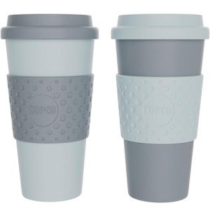 Set of 2 Insulated Travel Tumblers, Aqua/Gray
