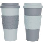 Set of 2 Insulated Travel Tumblers, Aqua/Gray