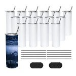 50 Pack 20 OZ Straight Skinny Tumblers with Straws