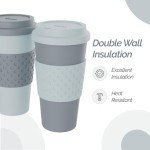 Set of 2 Insulated Travel Tumblers, Aqua/Gray
