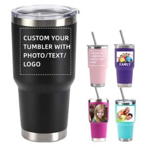 Personalized Stainless Steel Tumbler with Photo & Text