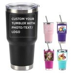 Personalized Stainless Steel Tumbler with Photo & Text