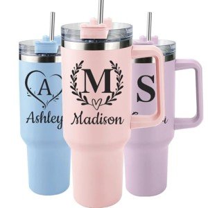 Custom 40 Oz Tumbler with Handle and Straw