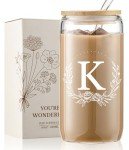 Custom Monogrammed 16oz Glass Tumblers with Lids