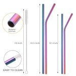 16-Pack Rainbow Metal Straws with Cleaning Brush