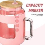 50 oz Glass Tumbler with Straw and Sleeve - Pink