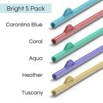 Bright 5-Pack Easy Clean Reusable Tumblers Straws