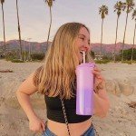 Insulated 18 oz Coffee Tumbler with Straw - Purple