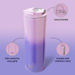Insulated 18 oz Coffee Tumbler with Straw - Purple