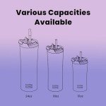 Insulated 18 oz Coffee Tumbler with Straw - Purple