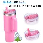 40 oz Lavender Purple Tumbler with Handle and Straw