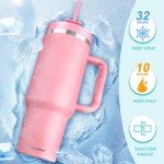 40 oz Insulated Tumbler with Handle & Straw