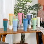 40 oz Insulated Tumbler with Handle & Straw