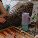 40 oz Stainless Steel Tumbler with Handle & Straw