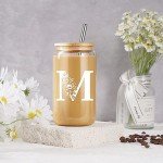 Personalized 16 oz Glass Tumbler with Lid and Straw