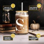 Personalized Monogrammed Glass Tumbler with Straw