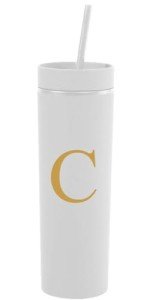 Custom 16 oz Initial White Skinny Tumbler