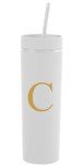 Custom 16 oz Initial White Skinny Tumbler