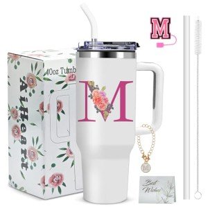 Personalized Monogram Tumbler with Straw for Women