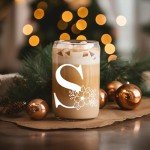 Personalized Monogrammed Glass Tumbler with Straw