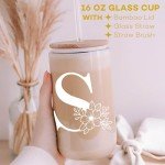 Personalized Monogrammed Glass Tumbler with Straw