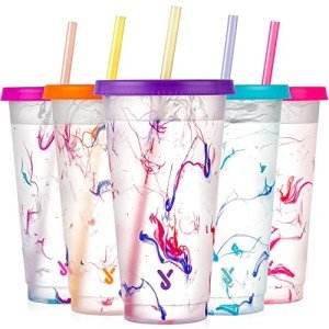 Color Changing Tumblers with Lids and Straws - 5 Pack