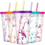Color Changing Tumblers with Lids and Straws - 5 Pack