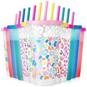 Color Changing Plastic Tumblers with Lids - 12 Pack