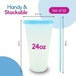 VASOLERIA 12-Pack Color Changing Tumblers with Straws