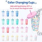 Color Changing Plastic Tumblers with Lids - 12 Pack