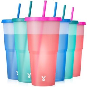Color Changing Tumblers with Lids and Straws - 6 Pack