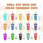 19pcs Color Changing Tumblers with Lids and Straws