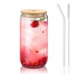 Glass Tumbler with Lid and Straw - 16 Oz