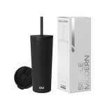 Midnight Black Insulated Tumbler with Straw - 24oz