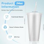 24 Pack Reusable Plastic Tumblers with Lids & Straws
