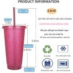 Rainbow Glitter Reusable Tumblers with Lids & Straws